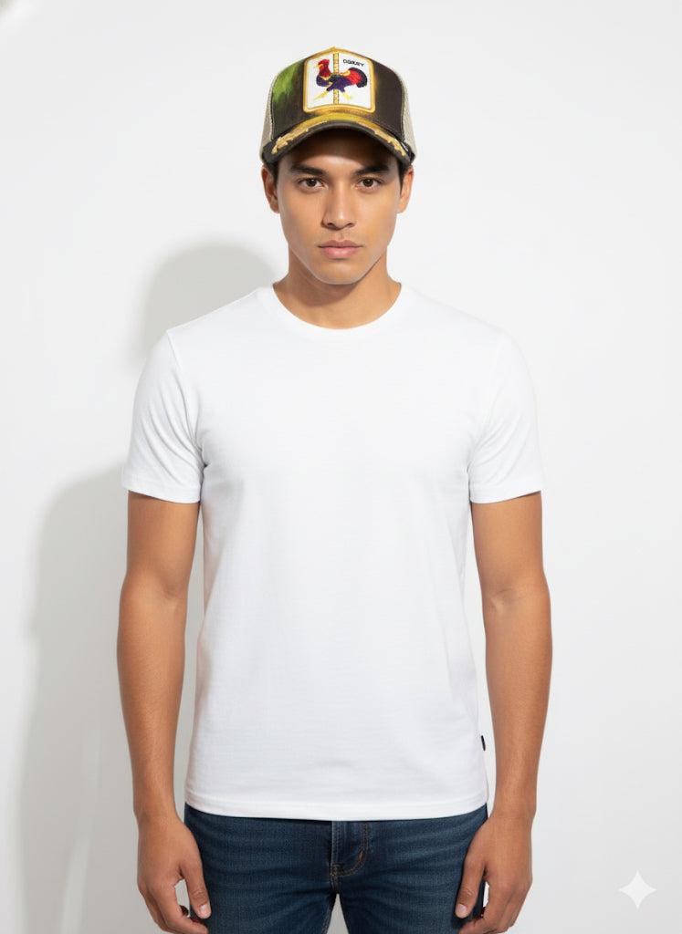 Fs44 1102 Men's Mesh Trucker Hat with 'Cocky' Rooster Patch