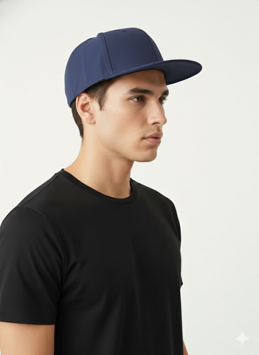 Fs44 1103 Men's Classic Navy Blue Flat Brim Snapback Baseball Cap
