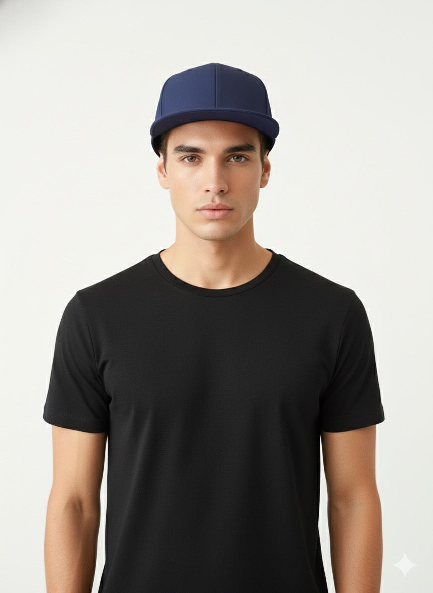 Fs44 1103 Men's Classic Navy Blue Flat Brim Snapback Baseball Cap