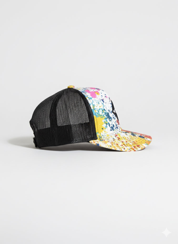 Fs44 1117 Colorful Abstract Print Trucker Cap for Men