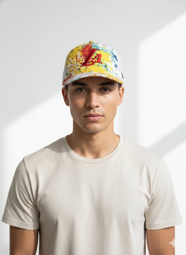 Fs44 1117 Colorful Abstract Print Trucker Cap for Men