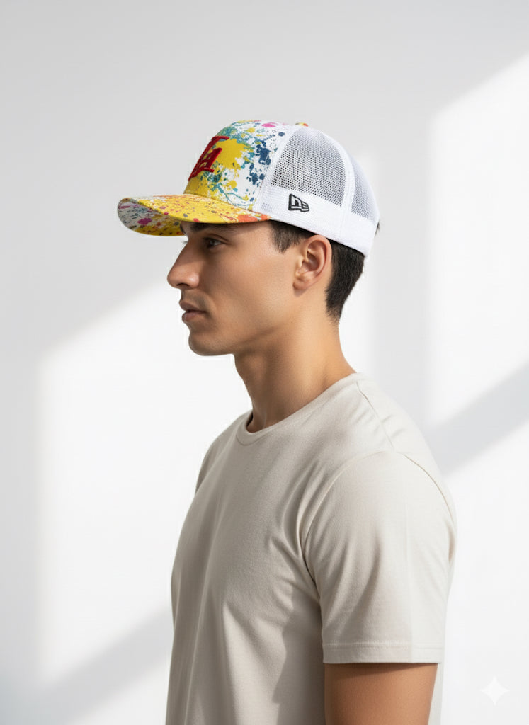 Fs44 1117 Colorful Abstract Print Trucker Cap for Men