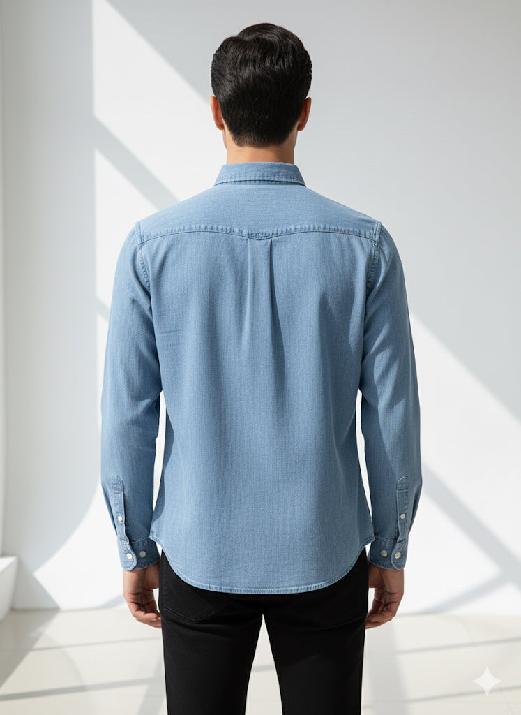 Fs44 1120 Men's Classic Denim Button-Down Shirt | Long Sleeve Jean Shirt