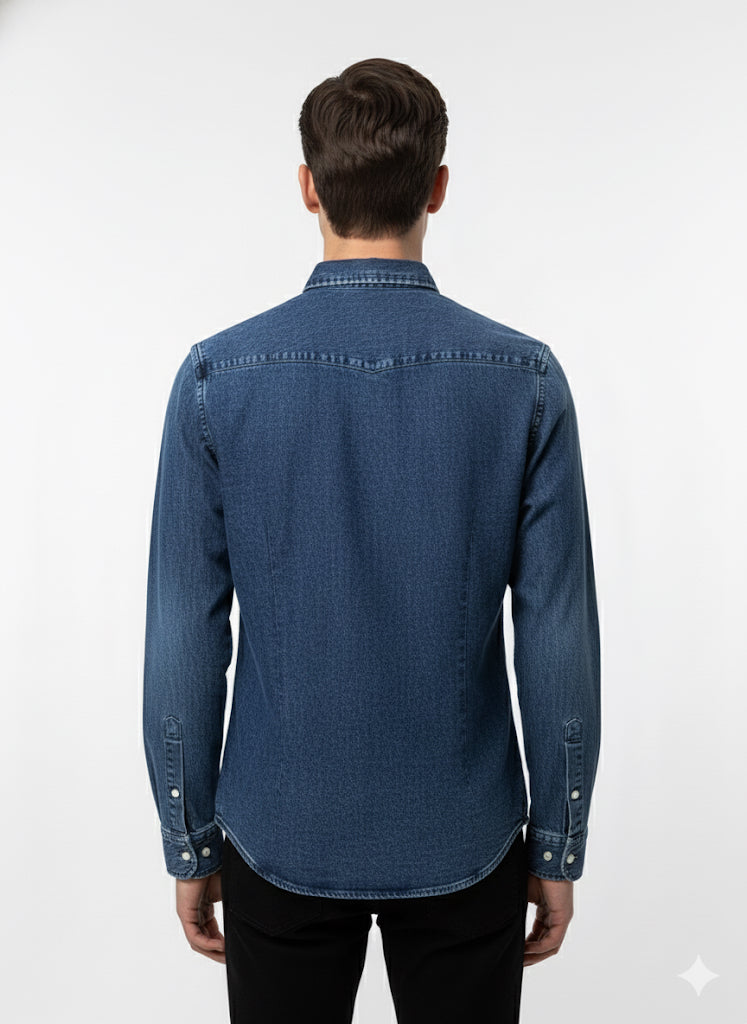 Fs44 1120 Men's Classic Denim Button-Down Shirt | Long Sleeve Jean Shirt