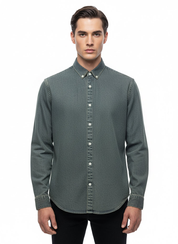 Fs44 1120 Men's Classic Denim Button-Down Shirt | Long Sleeve Jean Shirt