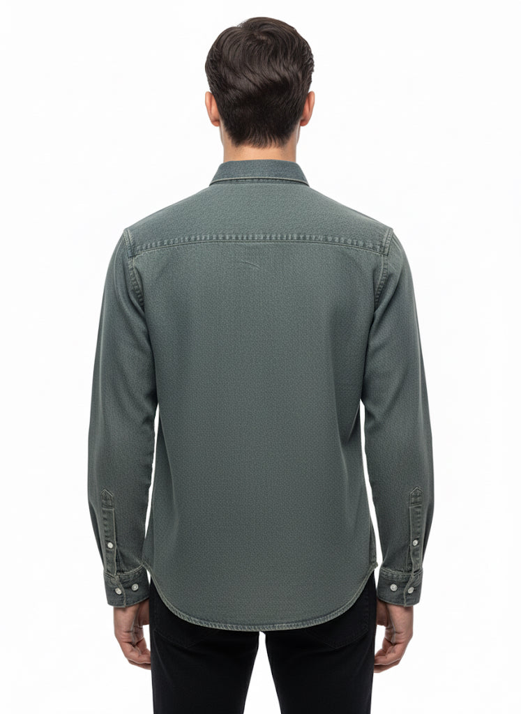 Fs44 1120 Men's Classic Denim Button-Down Shirt | Long Sleeve Jean Shirt