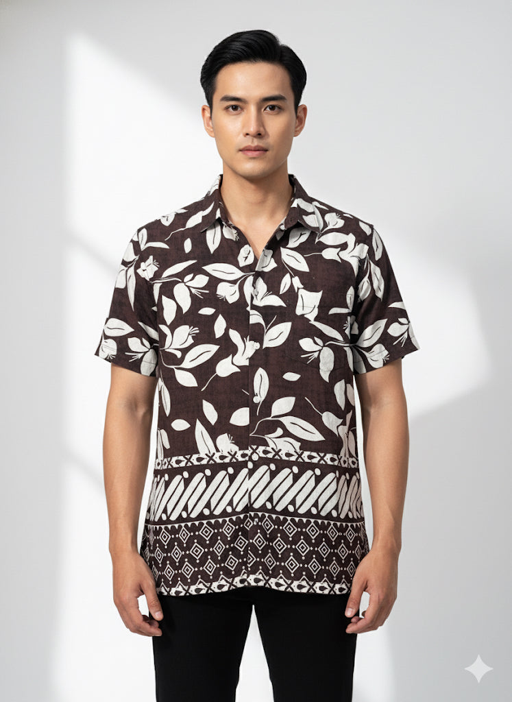 FS44 1128 Men's Short Sleeve Floral Batik Shirt