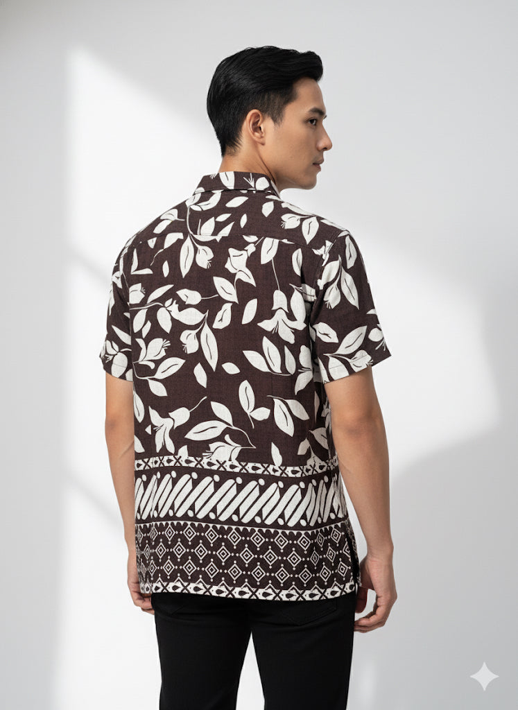 FS44 1128 Men's Short Sleeve Floral Batik Shirt