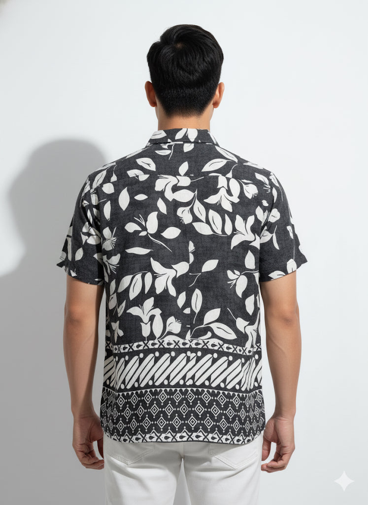 FS44 1128 Men's Short Sleeve Floral Batik Shirt