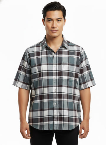 FS44 1130 Men's Short Sleeve Plaid Button-Down Shirt - Casual Fit