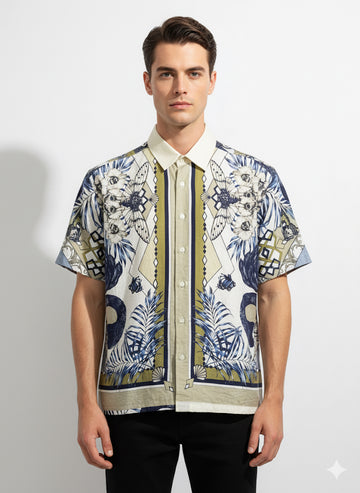 FS44 1131 Men's Short Sleeve Printed Casual Shirt -