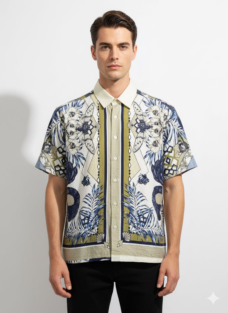 FS44 1131 Men's Short Sleeve Printed Casual Shirt -
