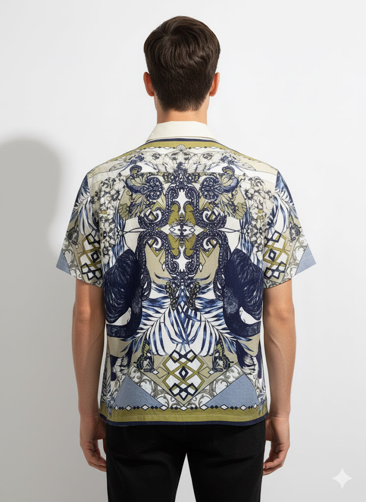 FS44 1131 Men's Short Sleeve Printed Casual Shirt -