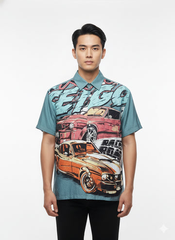 Fs44 1133 Men's Short-Sleeve Car Graphic Shirt