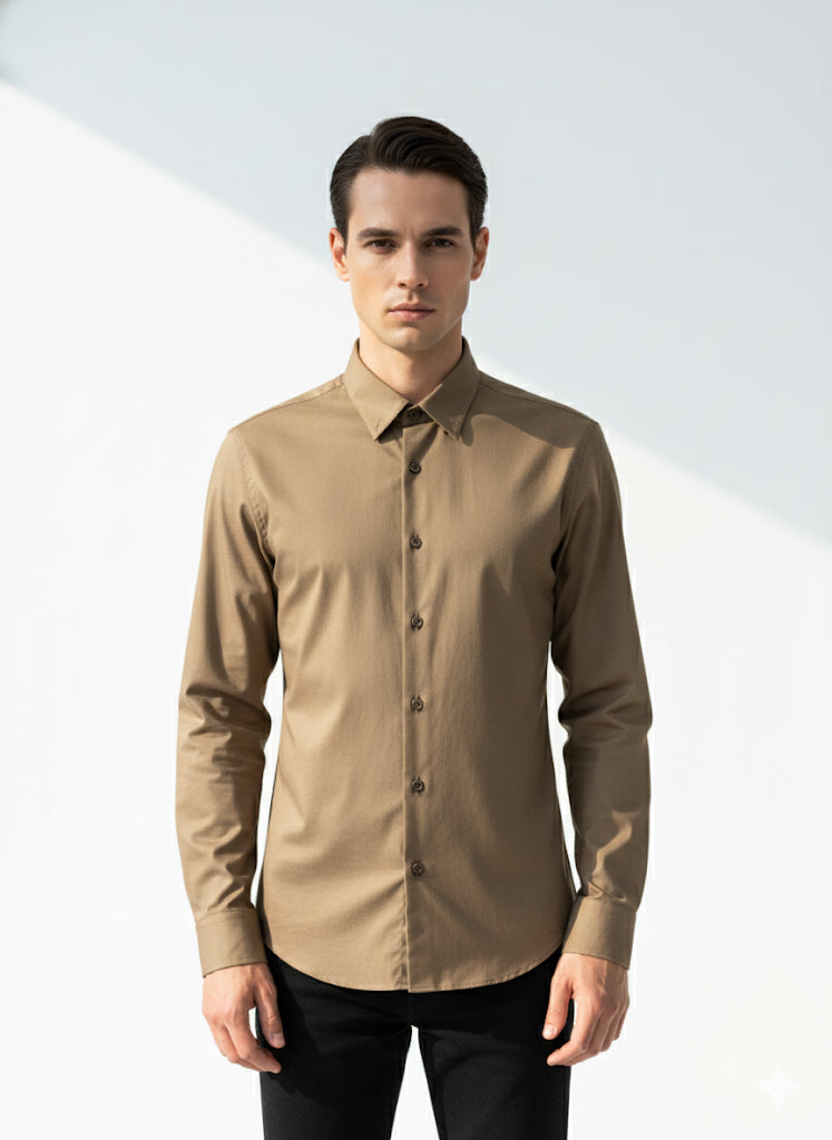 Fs44 5002 Men's Plain Pattern Casual Shirt - Solid Color Button Down