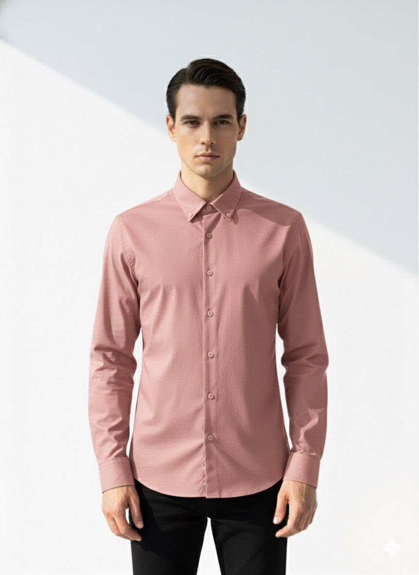Fs44 5002 Men's Plain Pattern Casual Shirt - Solid Color Button Down