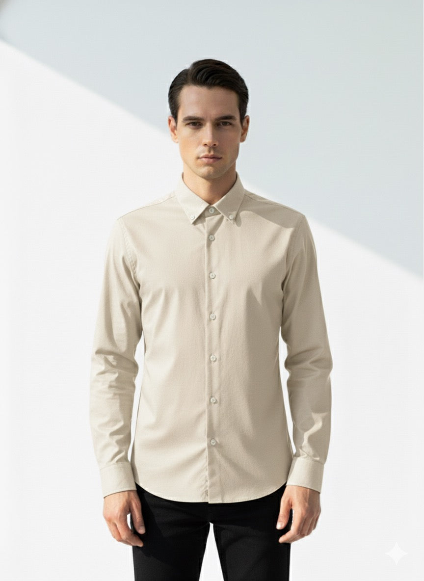 Fs44 5002 Men's Plain Pattern Casual Shirt - Solid Color Button Down
