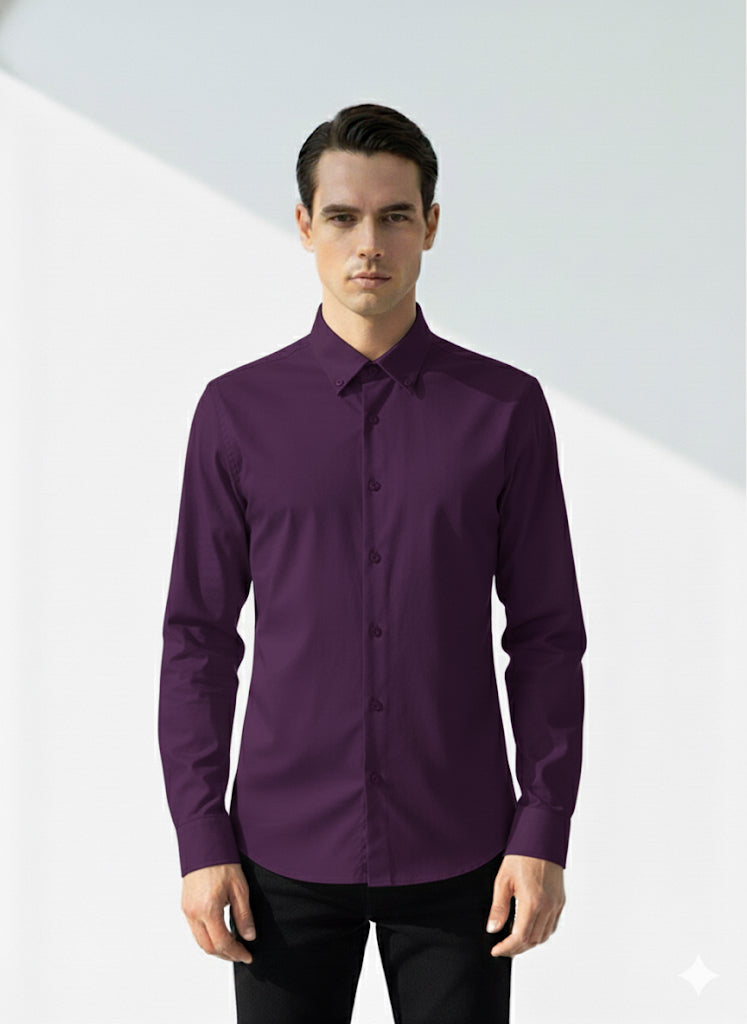 Fs44 5002 Men's Plain Pattern Casual Shirt - Solid Color Button Down