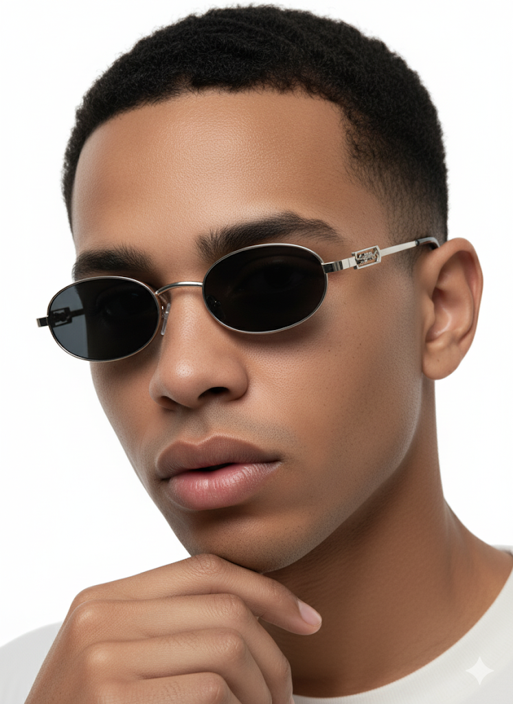 Fs44 1019 Unisex Retro Oval Sunglasses - Silver Frame