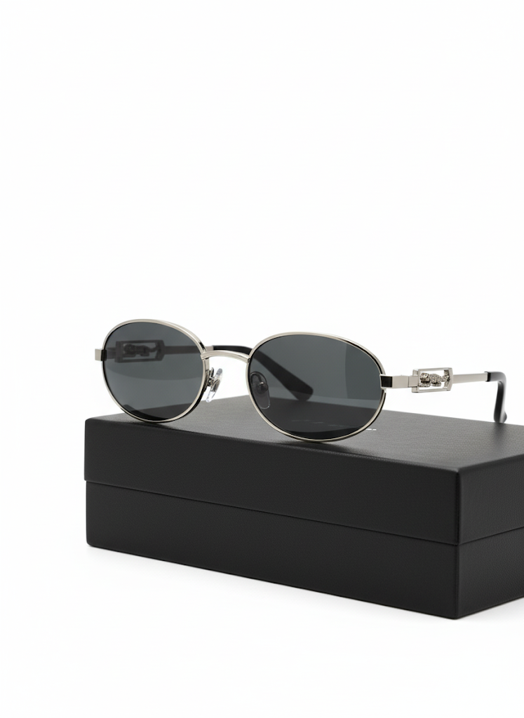Fs44 1019 Unisex Retro Oval Sunglasses - Silver Frame