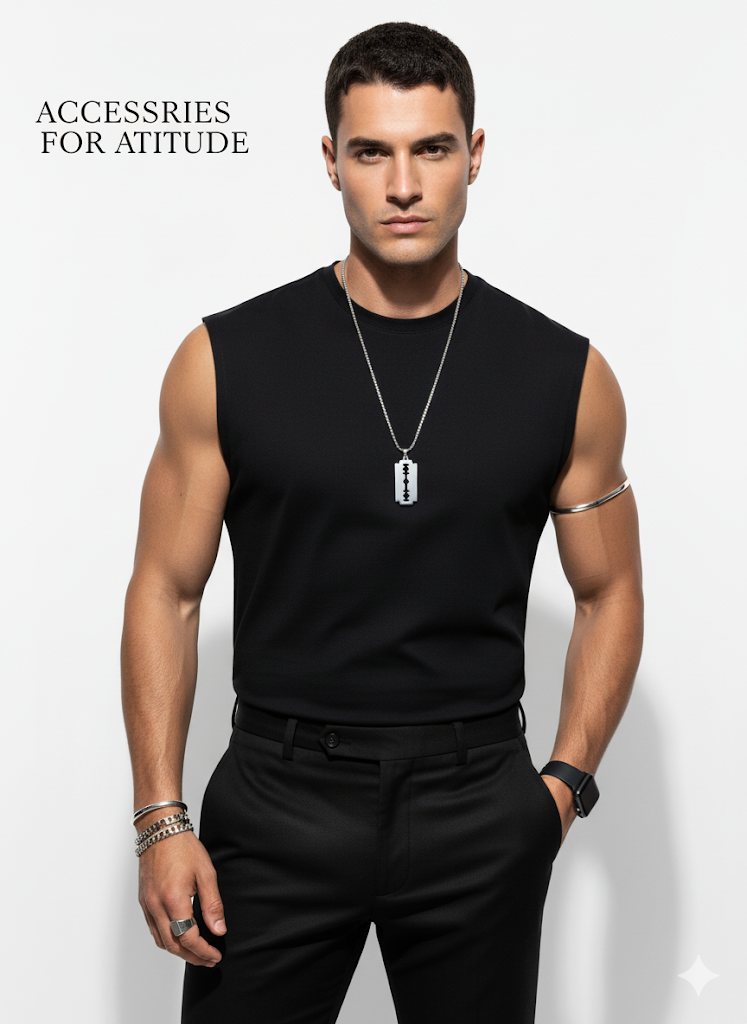 Fs44 1033 Stainless Steel Razor Blade Pendant Necklace