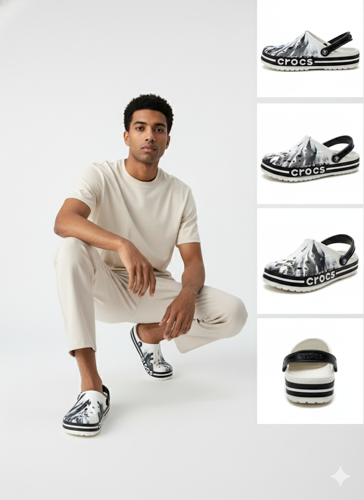 Fs44 1069  Classic Crocs Clogs Tie-Dye Black & White