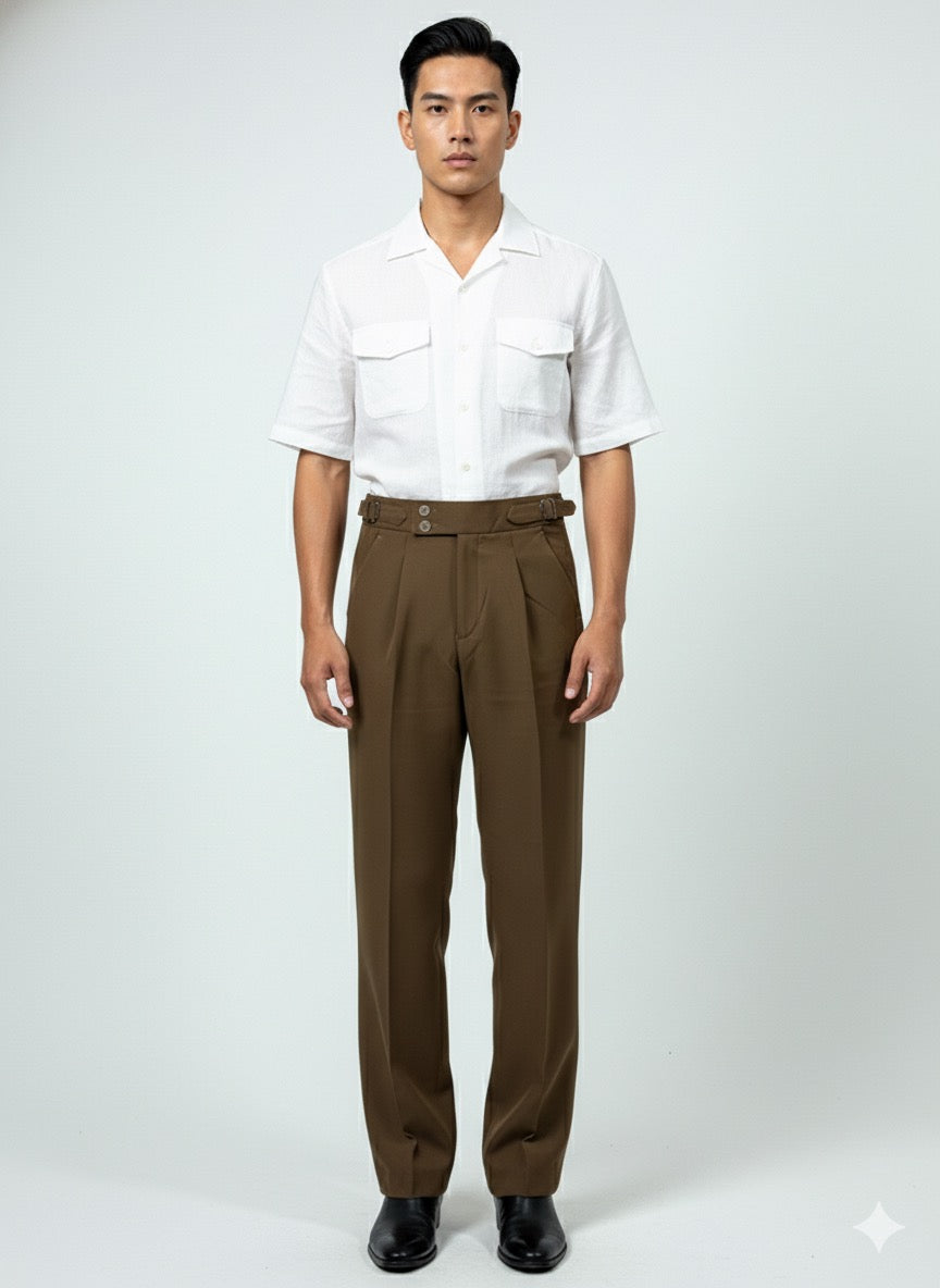 Fs44 5001  Classic Gurkha Trousers - Double Pleat & High-Waist Design