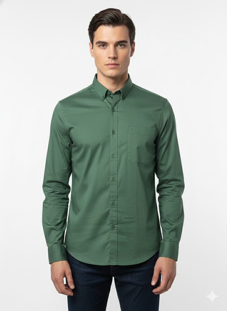 Fs44 5002 Men's Plain Pattern Casual Shirt - Solid Color Button Down