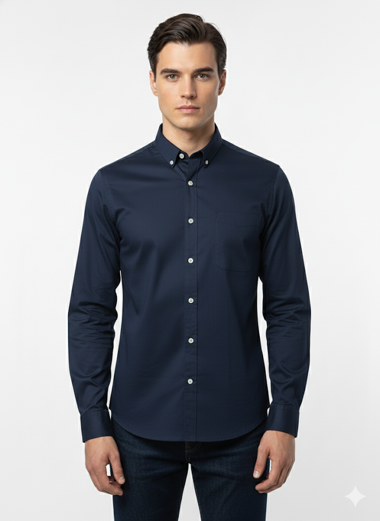 Fs44 5002 Men's Plain Pattern Casual Shirt - Solid Color Button Down