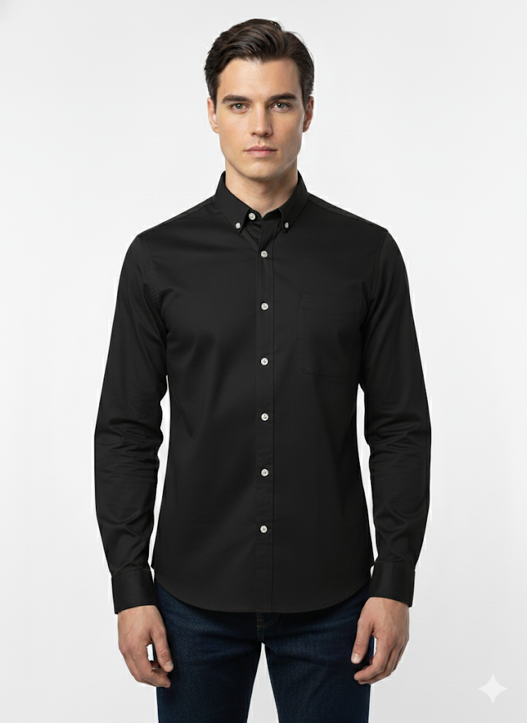 Fs44 5002 Men's Plain Pattern Casual Shirt - Solid Color Button Down
