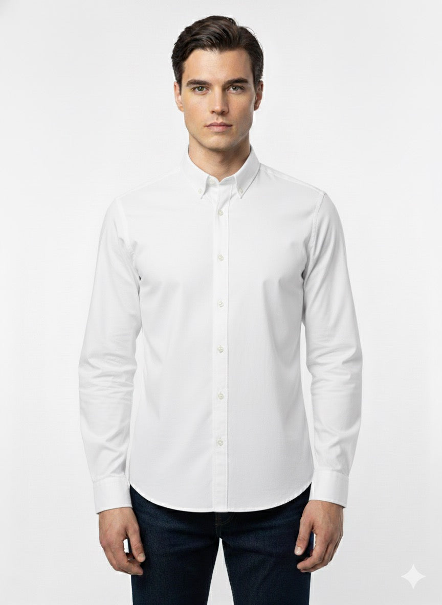Fs44 5002 Men's Plain Pattern Casual Shirt - Solid Color Button Down