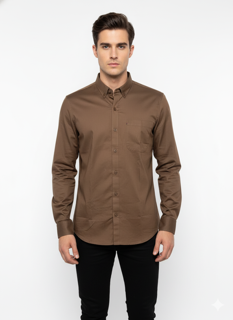 Fs44 5002 Men's Plain Pattern Casual Shirt - Solid Color Button Down