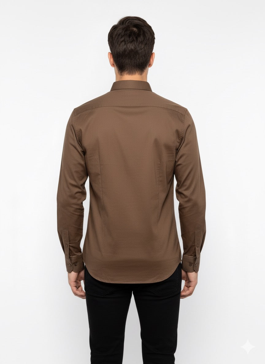 Fs44 5002 Men's Plain Pattern Casual Shirt - Solid Color Button Down